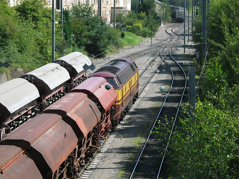 Weiche und Güterzug in Rümmelange